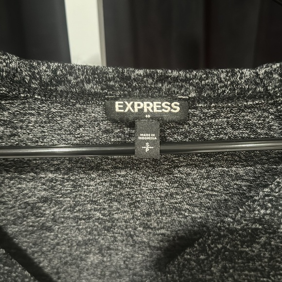 Express size, small black and gray mini dress with a tie front long sleeve - Picture 2 of 5